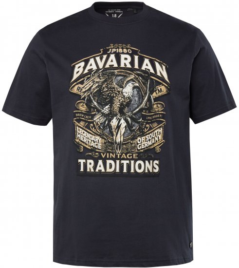 JP1880 Bavarian Design Vintage Looking T-Shirt Navy Blue - Koszulki - T-shirty meskie Duże Rozmiary - 2XL-14XL