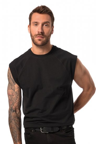 JP1880 826660 Koszulka bez rękawów z opuszczonym ramieniem Czarna - Koszulki - T-shirty meskie Duże Rozmiary - 2XL-14XL