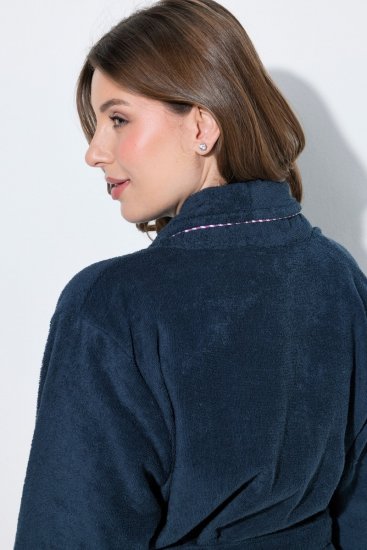 Ulla Popken 826794 Szlafrok frotte Granatowa - Szlafroki - 