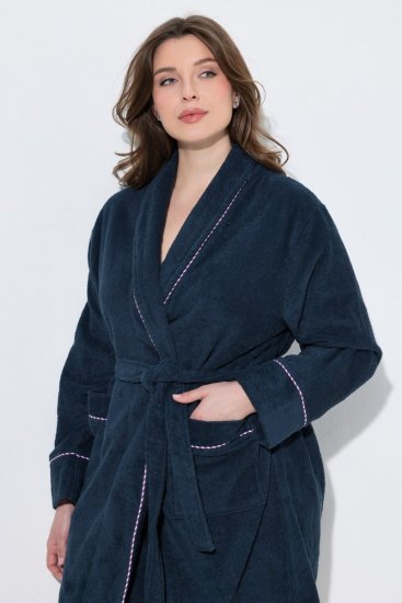 Ulla Popken 826794 Szlafrok frotte Granatowa - Szlafroki - 