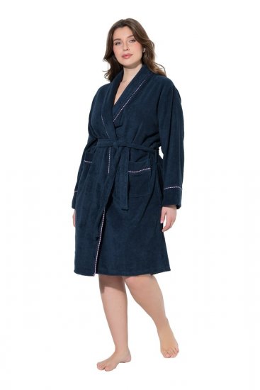 Ulla Popken 826794 Szlafrok frotte Granatowa - Szlafroki - 