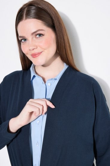 Ulla Popken 827116 Bolerko ze stójką z domieszką lnu Granatowa - Bolerka - 