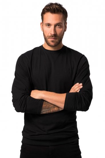 JP1880 827128 Koszulka z długim rękawem z krojem na brzuch Czarna - Koszulki - T-shirty meskie Duże Rozmiary - 2XL-14XL