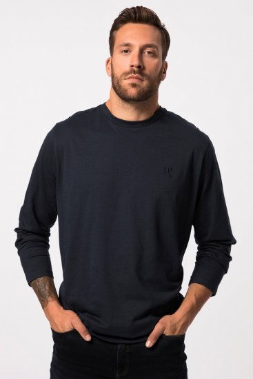 JP1880 827128 Koszulka z długim rękawem z krojem na brzuch Granatowa - Koszulki - T-shirty meskie Duże Rozmiary - 2XL-14XL