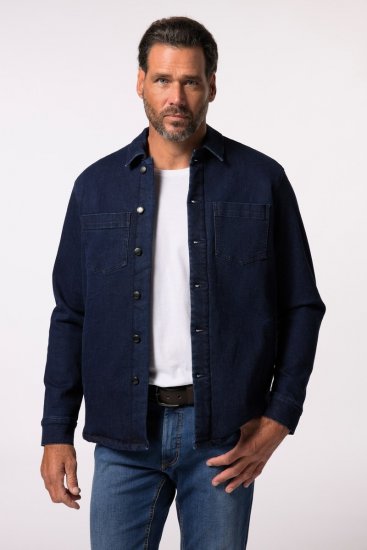JP1880 829251 Kurtka jeansowa z podszewką teddy Ciemnoniebieski - Kurtki Męskie Duże Rozmiary - Kurtki Duże rozmiary 2XL-8XL