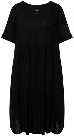 Ulla Popken 829837 Sukienka z domieszką lnu z krótkim rękawem Czarna - Sukienki letnie - Letnie sukienki plus size
