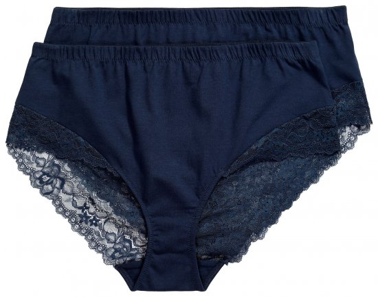 Ulla Popken 830094 Majtki z koronką 2 szt. Granatowa - Majtki - 