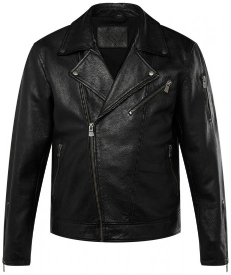JP1880 830586 Kurtka biker z nappy jagnięcej Czarna - Kurtki Męskie Duże Rozmiary - Kurtki Duże rozmiary 2XL-8XL