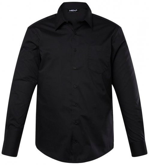 Men+ 753 Koszula biznesowa z długim rękawem z klasycznym kołnierzykiem Czarna - Koszule - Koszule 2XL-10XL