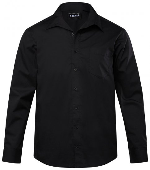 Men+ 757 Koszula biznesowa z długim rękawem z otwartym kołnierzykiem Czarna - Koszule - Koszule 2XL-10XL