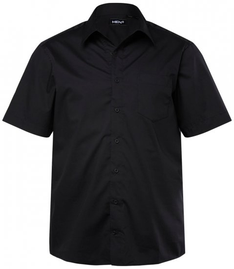 Men+ 758 Koszula biznesowa z krótkim rękawem z otwartym kołnierzykiem Czarna - Koszule - Koszule 2XL-10XL