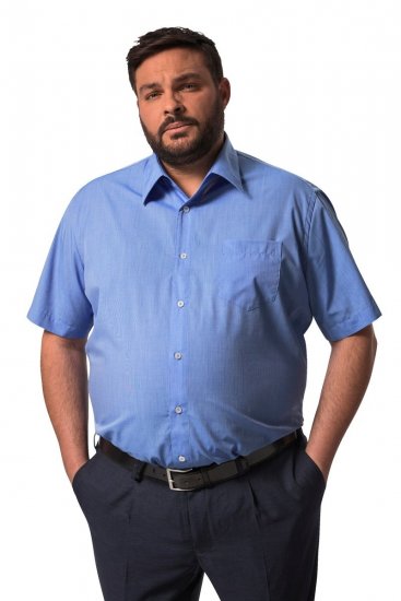 Men+ 758 Koszula biznesowa z krótkim rękawem z otwartym kołnierzykiem Jasnoniebieska - Koszule - Koszule 2XL-10XL
