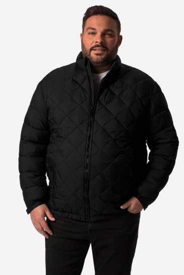 Men+ 494 Pikowana kurtka ze stójką Czarna - Kurtki Męskie Duże Rozmiary - Kurtki Duże rozmiary 2XL-8XL