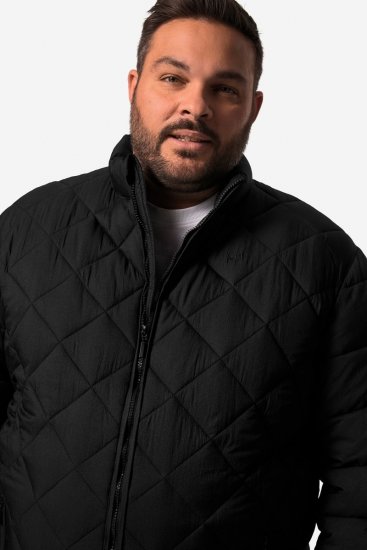 Men+ 494 Pikowana kurtka ze stójką Czarna - Kurtki Męskie Duże Rozmiary - Kurtki Duże rozmiary 2XL-8XL