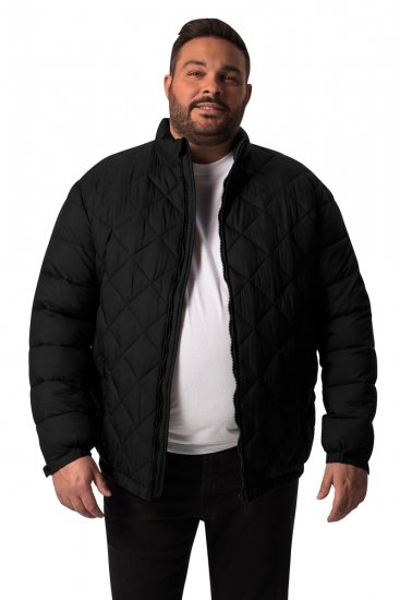 Men+ 494 Pikowana kurtka ze stójką Czarna - Kurtki Męskie Duże Rozmiary - Kurtki Duże rozmiary 2XL-8XL