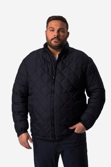 Men+ 494 Pikowana kurtka ze stójką Granatowa - Kurtki Męskie Duże Rozmiary - Kurtki Duże rozmiary 2XL-8XL