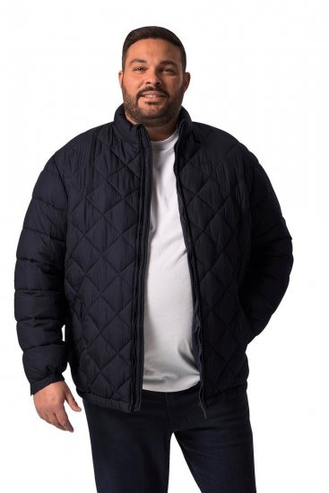 Men+ 494 Pikowana kurtka ze stójką Granatowa - Kurtki Męskie Duże Rozmiary - Kurtki Duże rozmiary 2XL-8XL