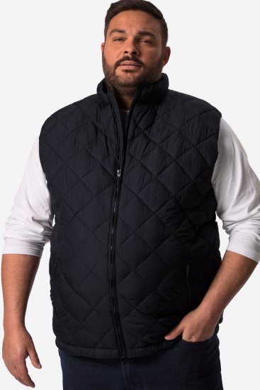 Men+ 578 Kamizelka pikowana ze stójką Granatowa - Kurtki Męskie Duże Rozmiary - Kurtki Duże rozmiary 2XL-8XL