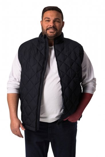 Men+ 578 Kamizelka pikowana ze stójką Granatowa - Kurtki Męskie Duże Rozmiary - Kurtki Duże rozmiary 2XL-8XL