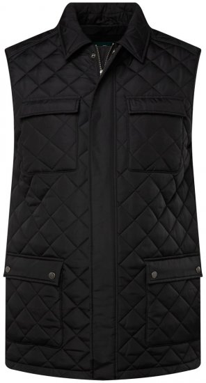 Boston Park 593 Kamizelka pikowana z kołnierzykiem koszulowym Czarna - Kurtki Męskie Duże Rozmiary - Kurtki Duże rozmiary 2XL-8XL