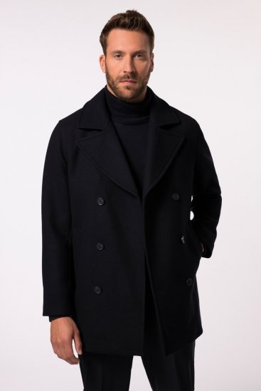 JP1880 Caban Short Double-breasted Overcoat Navy - Kurtki Męskie Duże Rozmiary - Kurtki Duże rozmiary 2XL-8XL