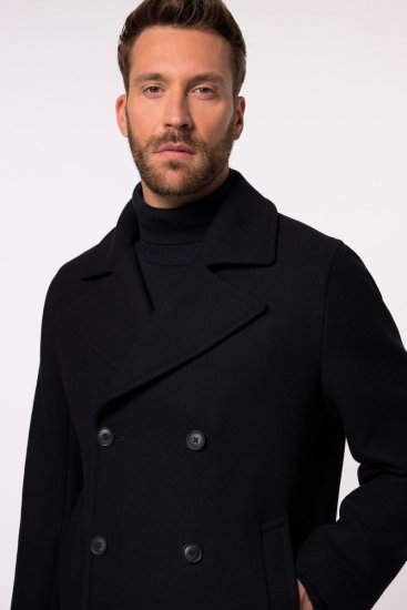 JP1880 Caban Short Double-breasted Overcoat Navy - Kurtki Męskie Duże Rozmiary - Kurtki Duże rozmiary 2XL-8XL