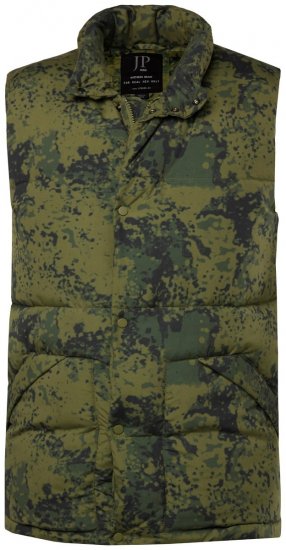 JP1880 831610 Kamizelka pikowana w moro Zielona - Kurtki Męskie Duże Rozmiary - Kurtki Duże rozmiary 2XL-8XL