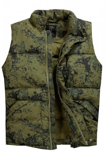 JP1880 831610 Kamizelka pikowana w moro Zielona - Kurtki Męskie Duże Rozmiary - Kurtki Duże rozmiary 2XL-8XL