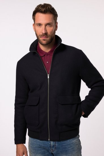 JP1880 831627 Kurtka bomber z mieszanki wełny Granatowa - Kurtki Męskie Duże Rozmiary - Kurtki Duże rozmiary 2XL-8XL