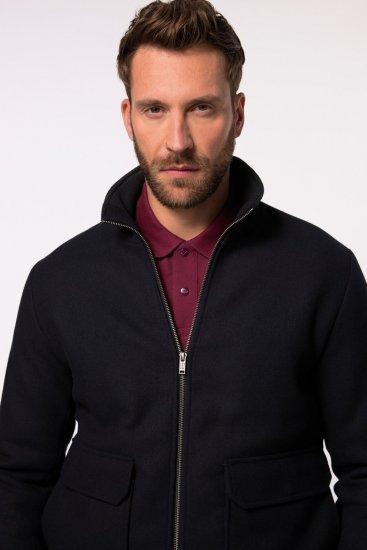 JP1880 831627 Kurtka bomber z mieszanki wełny Granatowa - Kurtki Męskie Duże Rozmiary - Kurtki Duże rozmiary 2XL-8XL