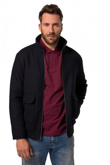JP1880 831627 Kurtka bomber z mieszanki wełny Granatowa - Kurtki Męskie Duże Rozmiary - Kurtki Duże rozmiary 2XL-8XL