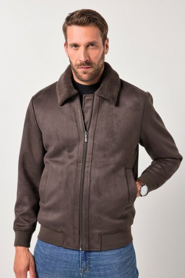 JP1880 Bomber Jacket Faux Leather Dark Brown - Kurtki Męskie Duże Rozmiary - Kurtki Duże rozmiary 2XL-8XL