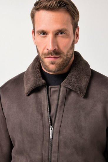 JP1880 Bomber Jacket Faux Leather Dark Brown - Kurtki Męskie Duże Rozmiary - Kurtki Duże rozmiary 2XL-8XL