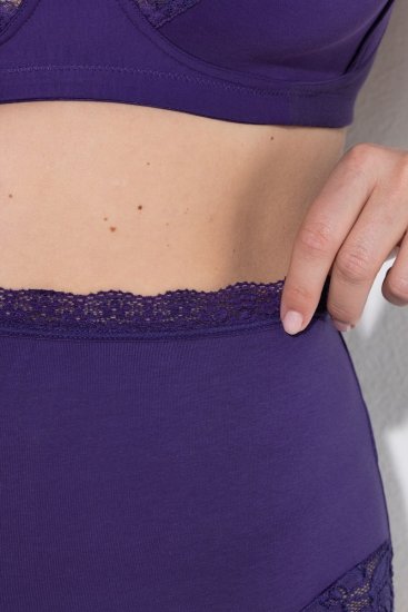 Ulla Popken 831866 Majtki z wysokim stanem i koronką 3 szt. Królewski błękit - Majtki - 