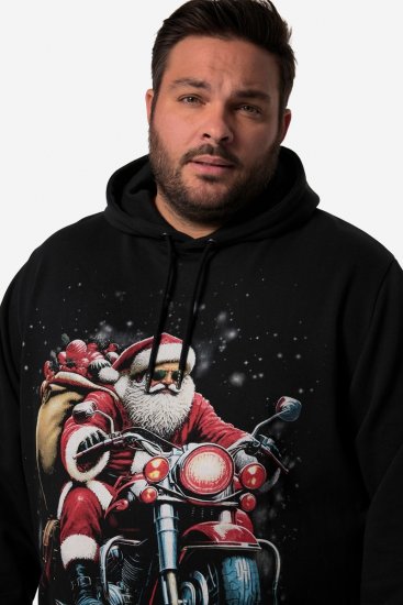 Men+ 100 Bluza z kapturem Mikołaj na motocyklu Czarna - Bluzy & bluzy z kapturem - Bluzy & Bluzy z kapturem 2XL-12XL