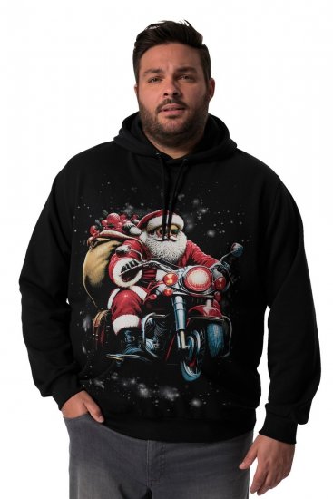 Men+ 100 Bluza z kapturem Mikołaj na motocyklu Czarna - Bluzy & bluzy z kapturem - Bluzy & Bluzy z kapturem 2XL-12XL