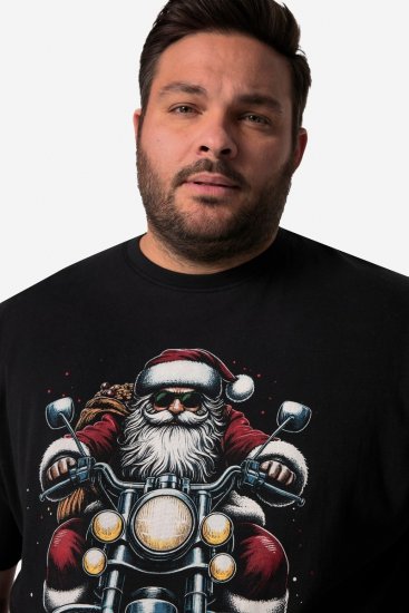 Men+ 148 Koszulka bellyfit Mikołaj na motocyklu Czarna - Koszulki - T-shirty meskie Duże Rozmiary - 2XL-14XL