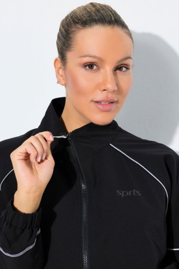 Ulla Popken 833237 Kurtka sportowa z odblaskowymi detalami Czarna - Kurtki - Kurtki dla kobiet w dużych rozmiarach