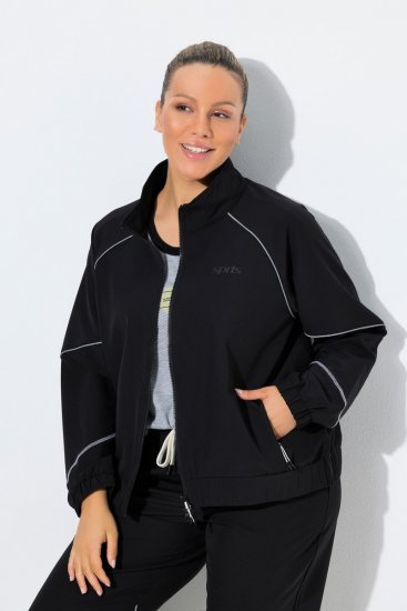 Ulla Popken 833237 Kurtka sportowa z odblaskowymi detalami Czarna - Kurtki - Kurtki dla kobiet w dużych rozmiarach