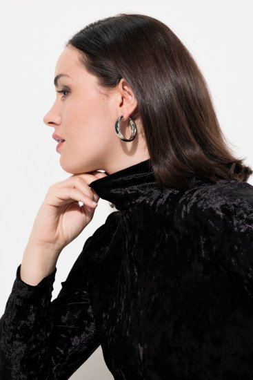 Ulla Popken 834234 Aksamitna sukienka z golfem Czarna - Sukienki wieczorowe - Wieczorowe sukienki plus size