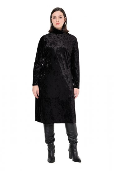 Ulla Popken 834234 Aksamitna sukienka z golfem Czarna - Sukienki wieczorowe - Wieczorowe sukienki plus size