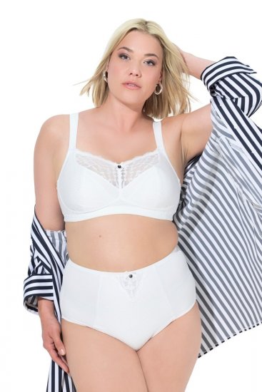 Ulla Popken 834307 Majtki modelujące z koronką Złamana biel - Bielizna modelująca - 