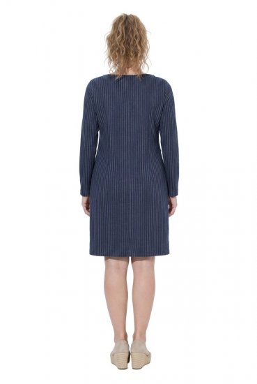 Ulla Popken 834371 Sukienka dresowa w paski Granatowa - Sukienki dresowe - 