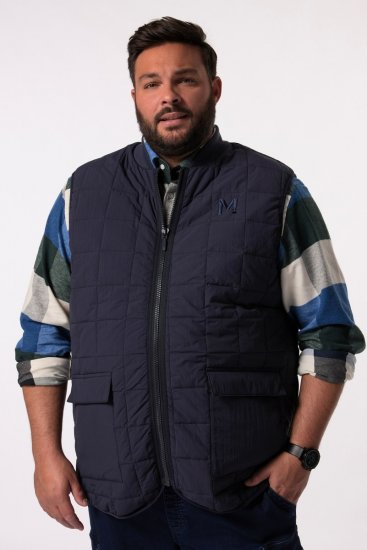 Men+ 464 Kamizelka pikowana z kołnierzem college Granatowa - Kurtki Męskie Duże Rozmiary - Kurtki Duże rozmiary 2XL-8XL