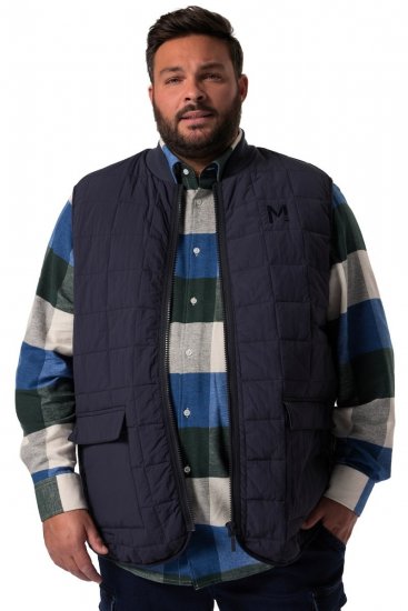 Men+ 464 Kamizelka pikowana z kołnierzem college Granatowa - Kurtki Męskie Duże Rozmiary - Kurtki Duże rozmiary 2XL-8XL