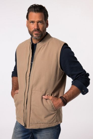 JP1880 834734 Canvasowa kamizelka Ciemnobeżowa - Kurtki Męskie Duże Rozmiary - Kurtki Duże rozmiary 2XL-8XL