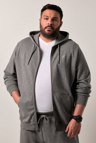 Men+ 851 Bluza z kapturem na zamek Szara melanż - Bluzy & bluzy z kapturem - Bluzy & Bluzy z kapturem 2XL-12XL