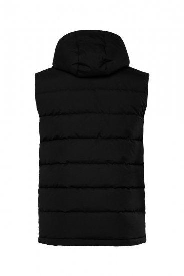 Men+ 442 Kamizelka pikowana z kapturem i nadrukiem Czarna - Kurtki Męskie Duże Rozmiary - Kurtki Duże rozmiary 2XL-8XL