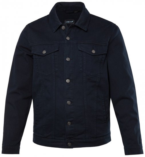 Men+ 446 Kurtka jeansowa z kieszeniami na piersi Granatowa - Kurtki Męskie Duże Rozmiary - Kurtki Duże rozmiary 2XL-8XL