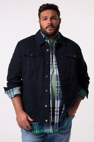 Men+ 446 Kurtka jeansowa z kieszeniami na piersi Granatowa - Kurtki Męskie Duże Rozmiary - Kurtki Duże rozmiary 2XL-8XL
